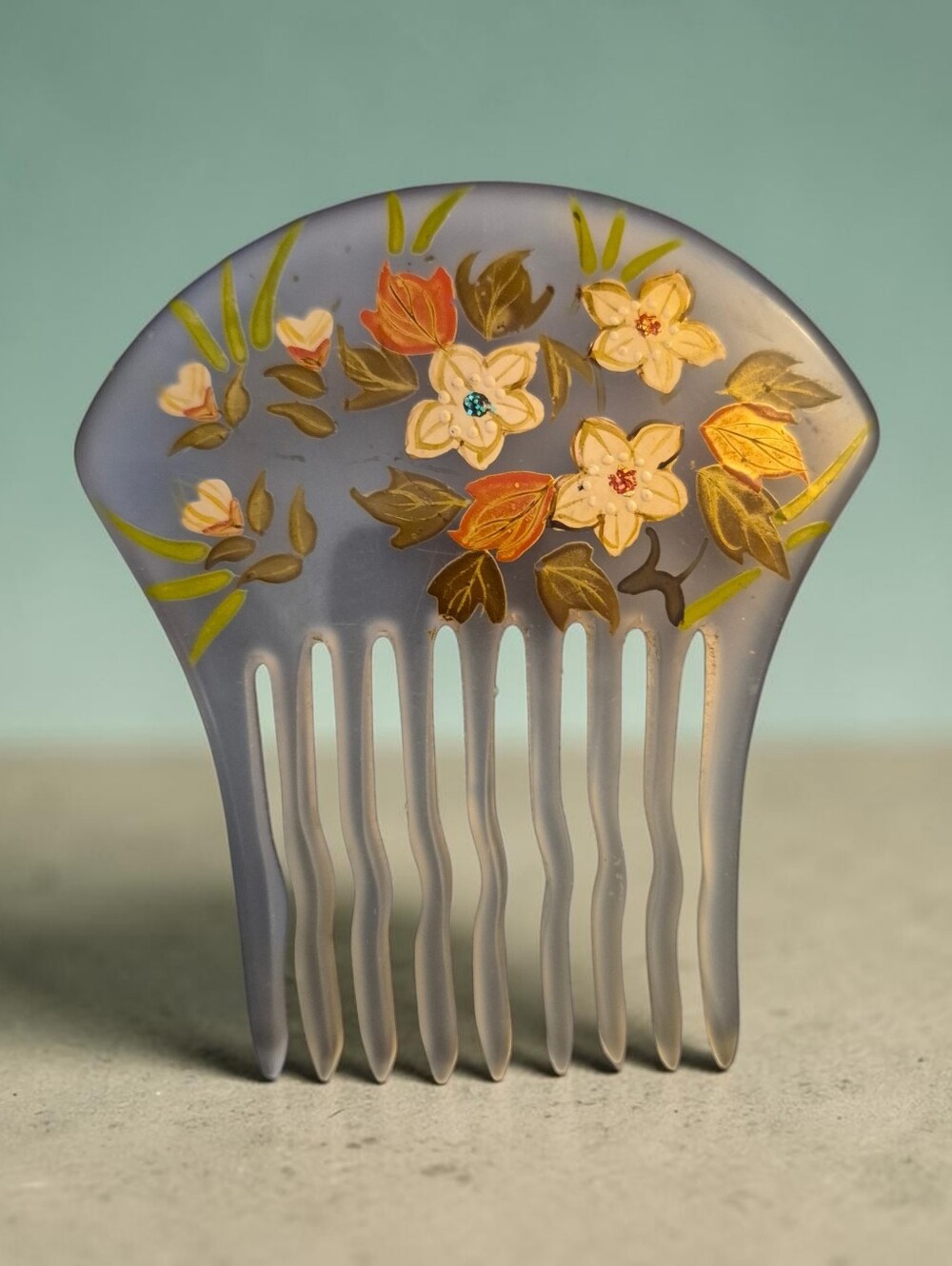 Vintage Hand-Painted Floral Hair Comb